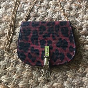 Maroon Leopard & Gold Crossbody Bag